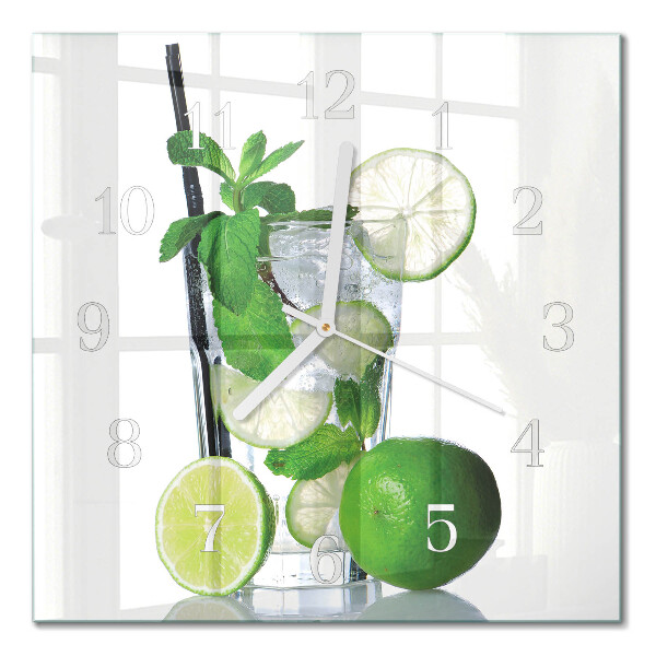Square kitchen clock Lime and mint