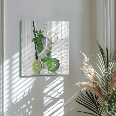 Square kitchen clock Lime and mint