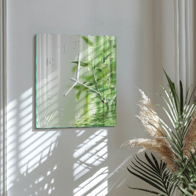 Glass clock square Bamboo