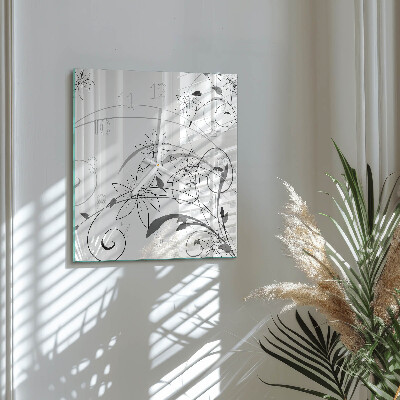 Glass wall clock square Floristic art