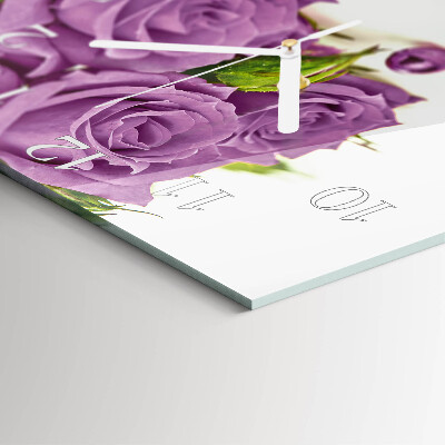 Glass clock square Roses