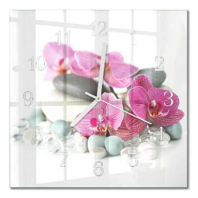 Square wall clock Orchids