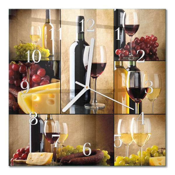 Square kitchen clock A bottle of wine