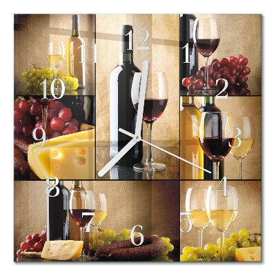 Square kitchen clock A bottle of wine