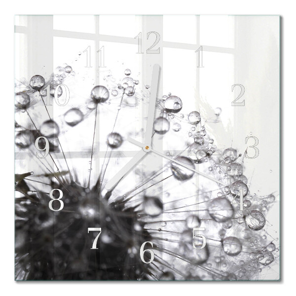 Glass wall clock square Dandelion
