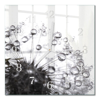 Glass wall clock square Dandelion