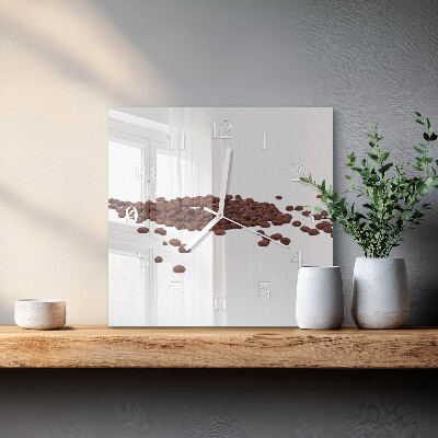 Glass clock square Coffee beans
