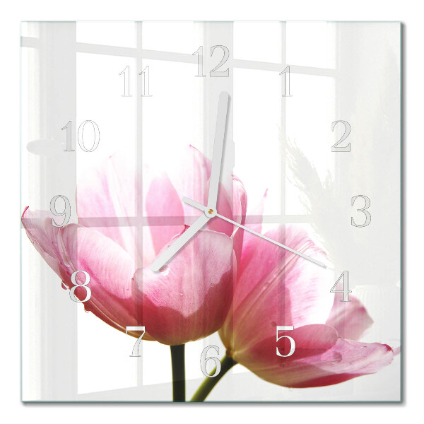 Square wall clock Tulips