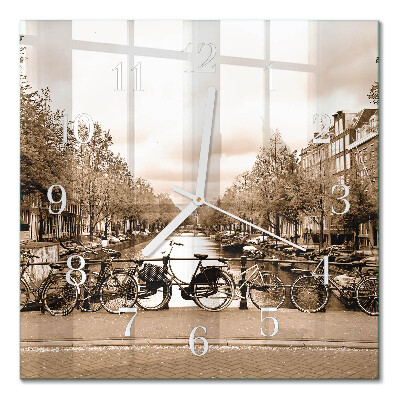 Square kitchen clock Amsterdam in sepia