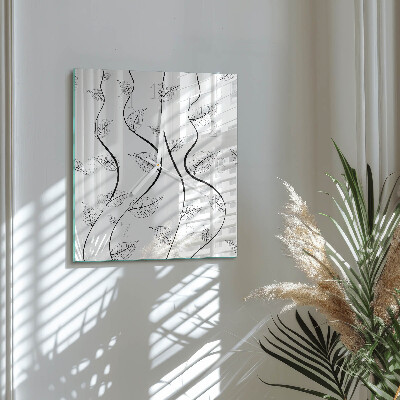 Glass wall clock square Leaf art