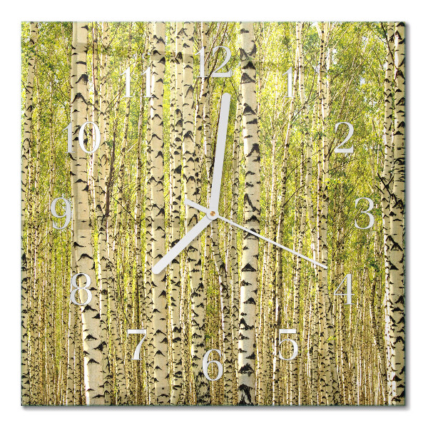 Square wall clock Birch forest