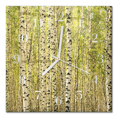 Square wall clock Birch forest