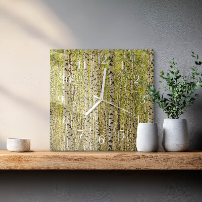 Square wall clock Birch forest