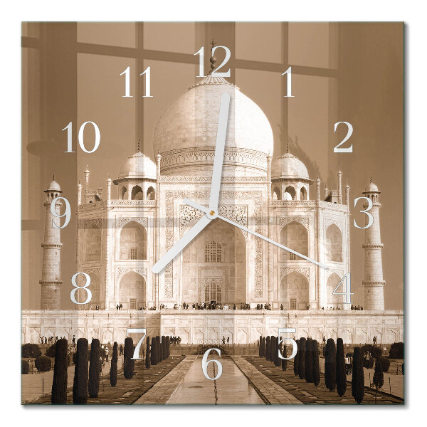 Square kitchen clock Taj mahal in sepia