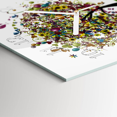 Square wall clock Colorful tree