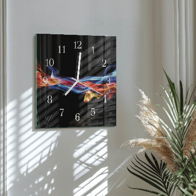Square wall clock Abstract smoke