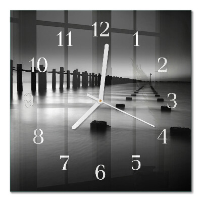 Glass clock square Sea