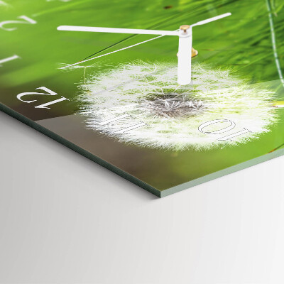 Glass clock square Dandelion