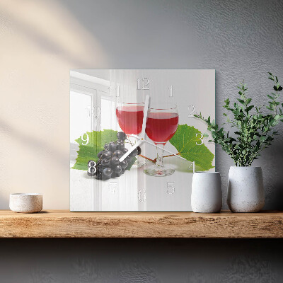 Square kitchen clock Grapes for wine