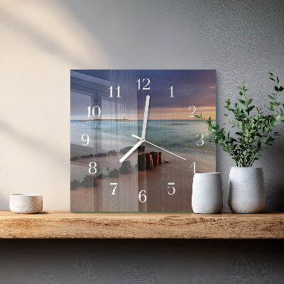 Glass clock square Beach sea