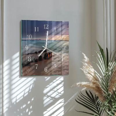 Glass clock square Beach sea