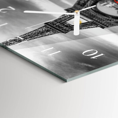 Square wall clock Eiffel tower car
