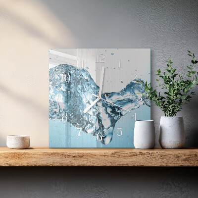 Glass clock square Water