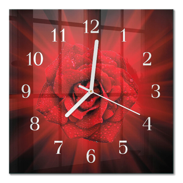 Glass clock square Rose