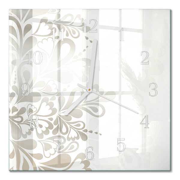 Glass clock square Floristic art
