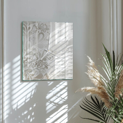 Glass clock square Floristic art