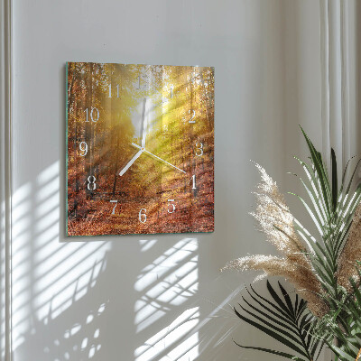 Square kitchen clock Autumn forest
