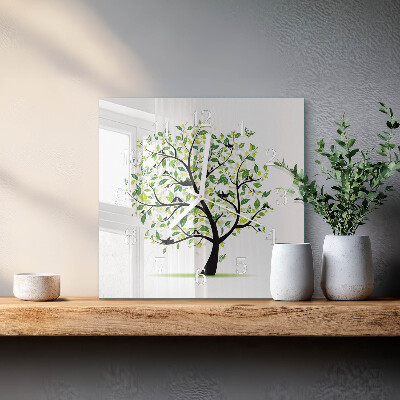 Glass wall clock square Tree