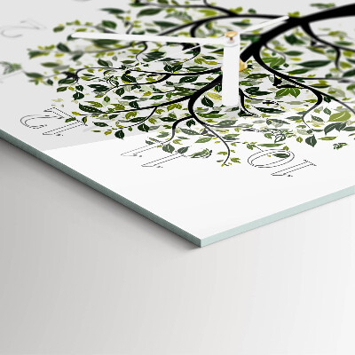 Glass wall clock square Tree