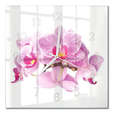 Square wall clock Orchids