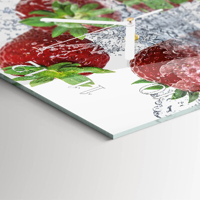 Glass wall clock square Strawberries