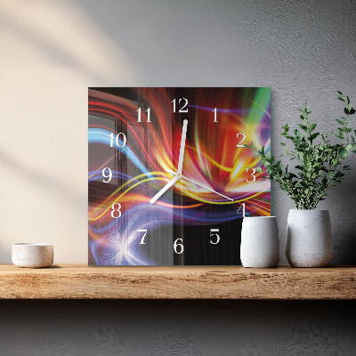 Glass wall clock square Abstract art