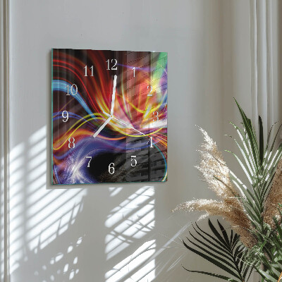 Glass wall clock square Abstract art