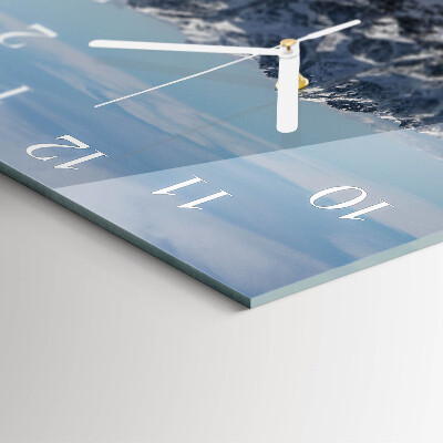 Glass wall clock square Mountains