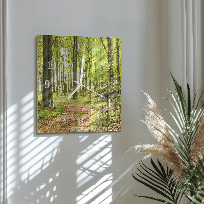Glass clock square Forest