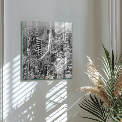 Glass wall clock square Horizon