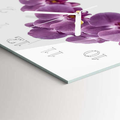 Glass wall clock square Orchid