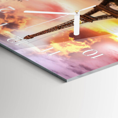 Glass wall clock square Eiffel tower paris