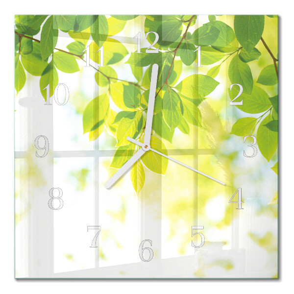 Square kitchen clock Leaves