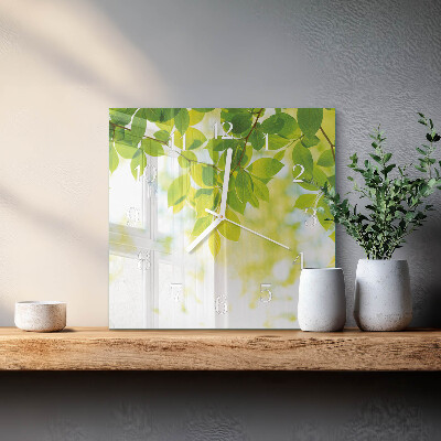 Square kitchen clock Leaves