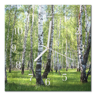 Square wall clock Birch forest