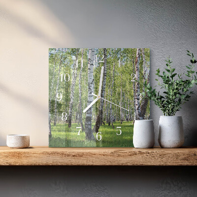 Square wall clock Birch forest