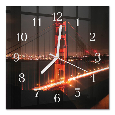 Glass wall clock square Bridge