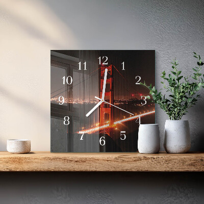 Glass wall clock square Bridge