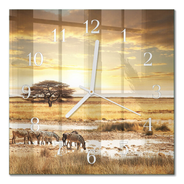 Square kitchen clock Zebras