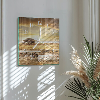 Square kitchen clock Zebras